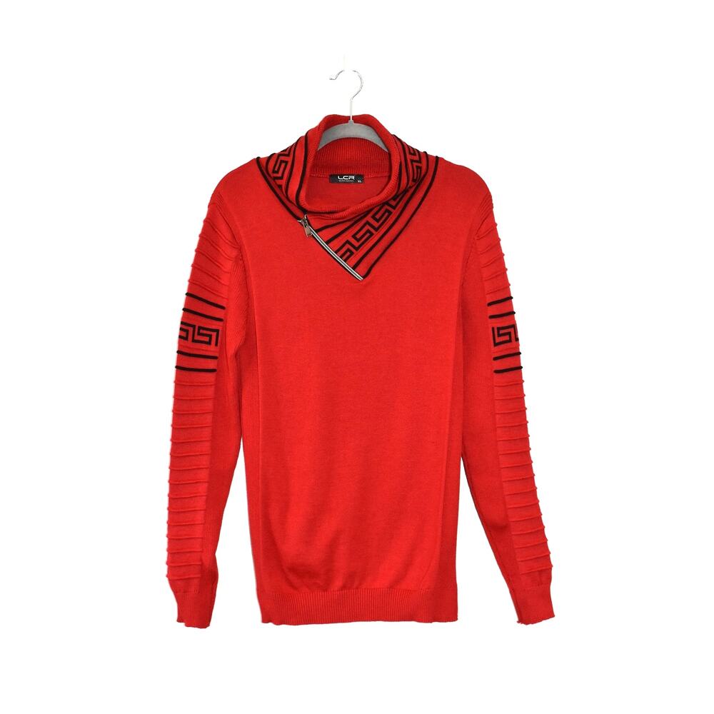 LCR Black Edition Men's Sweater XL Red Black Geometric Swirl Rare Pullover